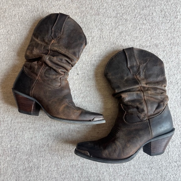 Durango Distressed Brown Ankle Booties - Picture 1 of 6